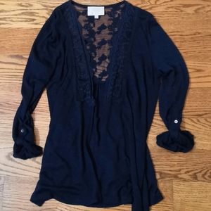 Skies Are Blue Cardigan with Lace Detail and Back
